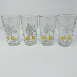 Set of 4 - Retired Vintage Disney Store Mickey Mouse Milk and Cookies Pint Glass